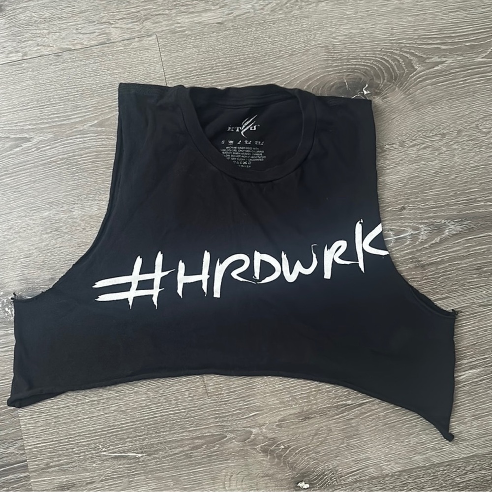 #HRDWRK Black Cropped Muscle Tank Top